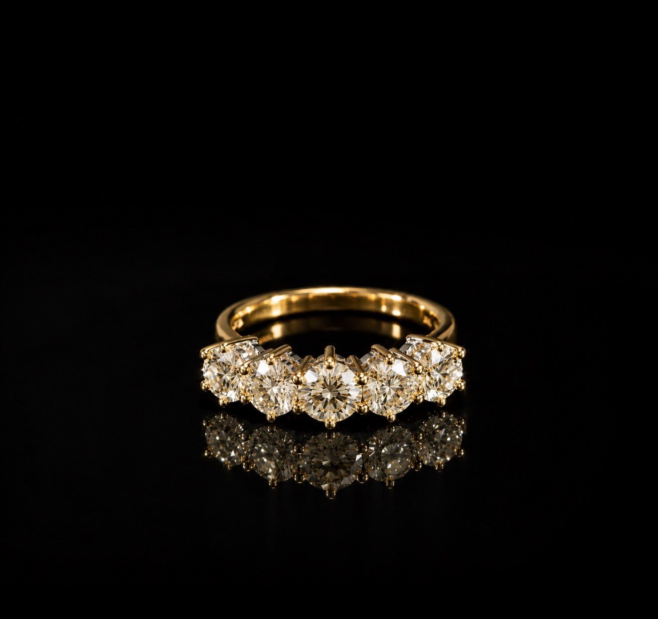 Five Stone Natural Diamond Ring – 1.65ct Total Diamond Weight - 18K Gold - Flamingo Gems