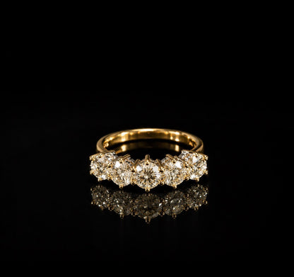Five Stone Natural Diamond Ring – 1.65ct Total Diamond Weight - 18K Gold - Flamingo Gems