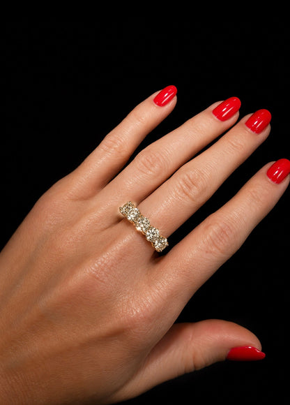 Five Stone Natural Diamond Ring – 1.65ct Total Diamond Weight - 18K Gold - Flamingo Gems