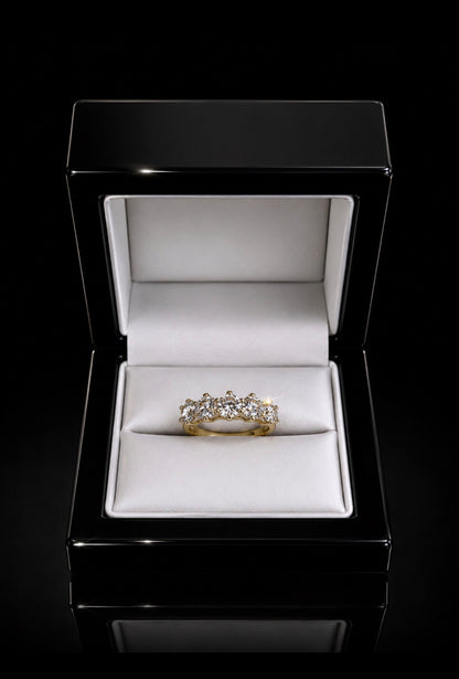Five Stone Natural Diamond Ring – 1.65ct Total Diamond Weight - 18K Gold - Flamingo Gems