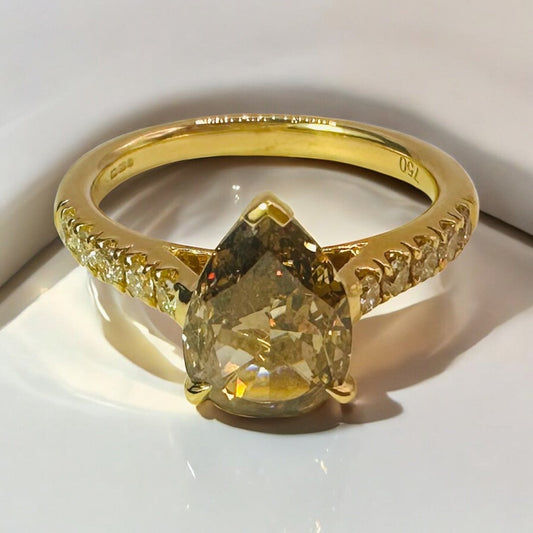 FLASH SALE - 1.91 Ct Diamond Engagement Ring, 18 Ct Yellow Gold - WGI Certificate £12,000 - Flamingo Gems