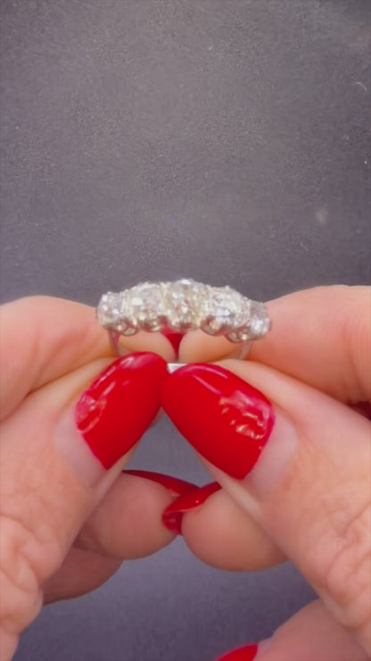 Antique Old Mine Cut Diamond 3.5 Ct Five-Stone Ring – Platinum - RRP £15,500