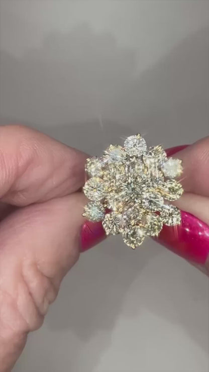 4 CARAT NATURAL DIAMOND CLUSTER STATEMENT RING - 18K Gold - RRP £10,500