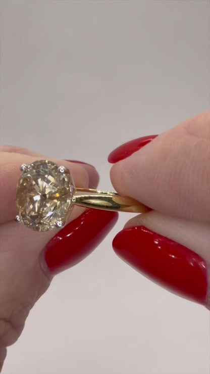 4.10 Ct Natural Diamond Solitaire Ring - 18K White and Yellow Gold - RRP £26,000