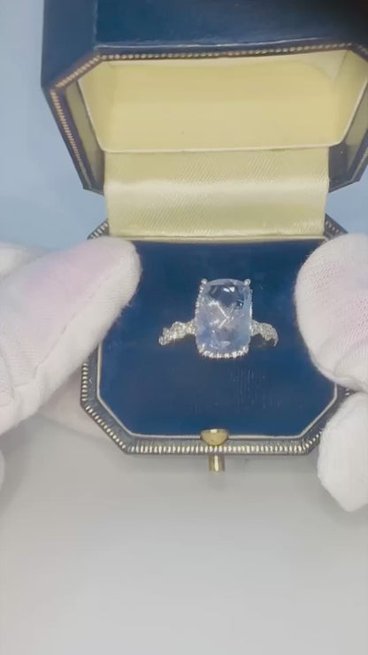 💙 5.14ct Unheated Ceylon Sapphire & Diamond Ring – 14ct White Gold – WGI RRP £11,200 💙