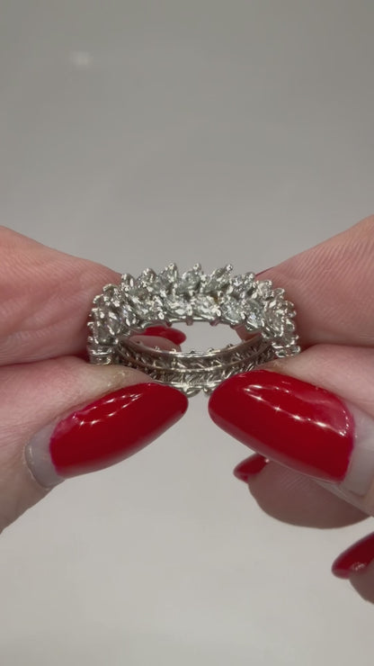 3Ct Natural Marquis Diamond Band, Platinum - RRP £9,500