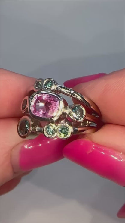 ✨ 1.25ct Pink Sapphire & 0.55ct Fancy Blue Diamond Platinum Ring ✨