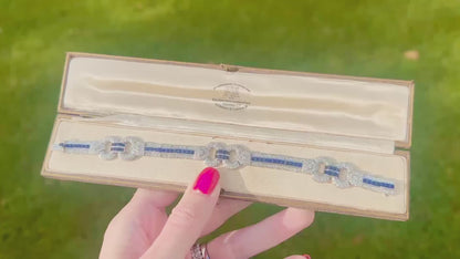 18k White Gold, Natural Diamond and Ceylon Sapphire Bracelet - WGI Valuation £25,000