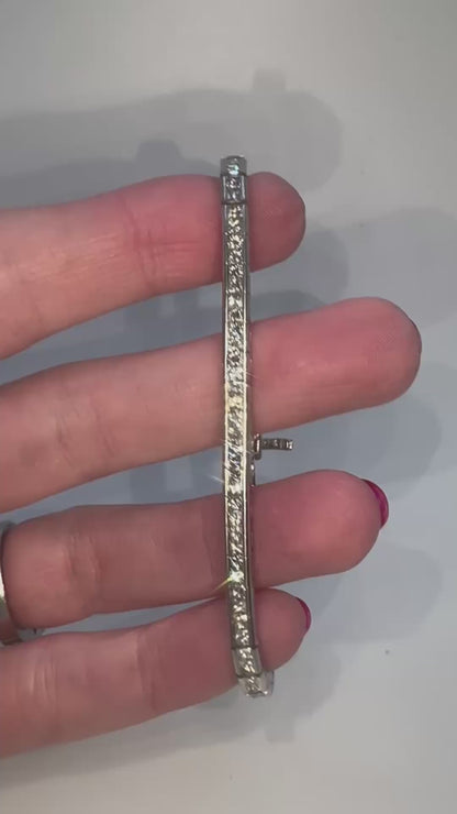 💎✨ 4.45ct PRINCESS CUT DIAMOND TENNIS BRACELET | 18K WHITE GOLD | RRP £15,000 ✨💎