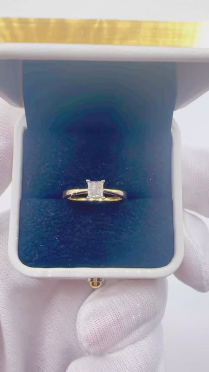 0.50 Princess Cut Natural Diamond Ring - 18k Yellow Gold - WGI Certificate £3,800