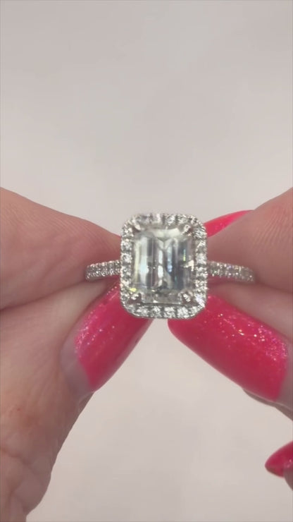 2.07 Ct Natural Emerald Cut Diamond Ring - Platinum - RRP £18,000