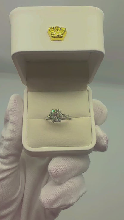 2.60 Carat Old European Cut Diamond, 18K White Gold Ring - WGI Certificate £26,800