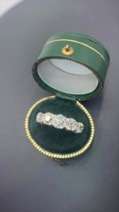 Antique Old Mine Cut Diamond 3.5 Ct Five-Stone Ring – Platinum - RRP £15,500