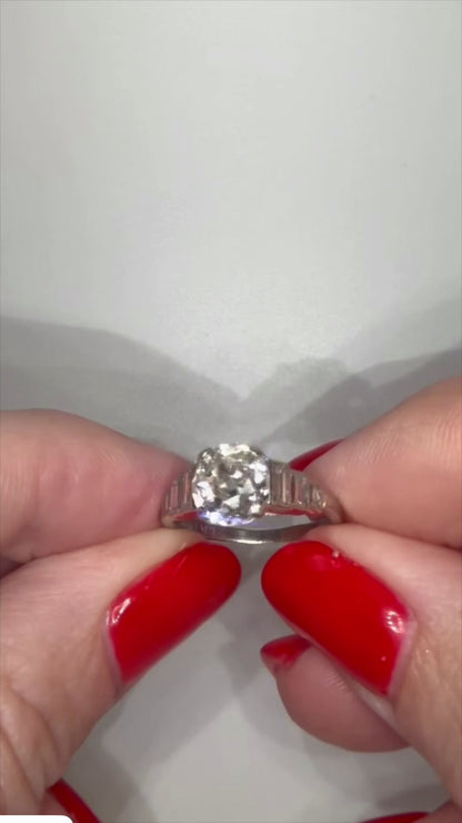 2.6Ct Old European Cut Natural Diamond Ring - 18k White Gold and Platinum - RRP £27,000