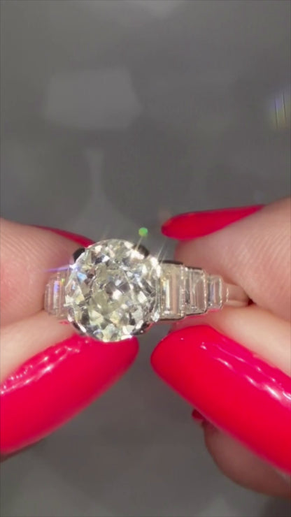 2.6Ct Old European Cut Natural Diamond Ring - 18k White Gold and Platinum - RRP £27,000