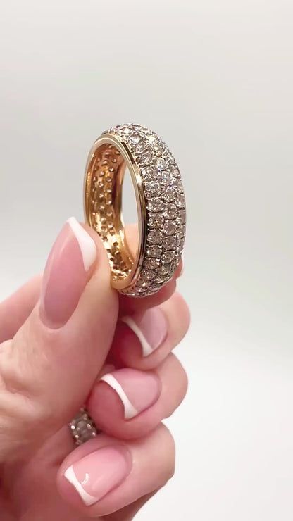 💎 3.50ct Natural Diamond Eternity Ring – 18k Yellow Gold💎