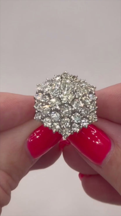 4 Ct Natural Diamond Cluster Ring - 18K White Gold - RRP £10,500
