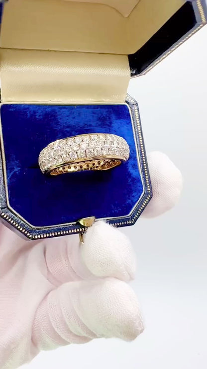 💎 3.50ct Natural Diamond Eternity Ring – 18k Yellow Gold💎