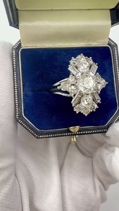 4 Carat Old Cut Natural Diamond Ring - Platinum - WGI Certificate £17,000