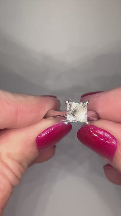 2.03 Ct Natural Princess Cut Diamond Ring - Platinum - RRP £20,000