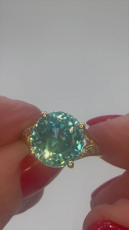7.83ct Blue Zircon & Sapphire Ring – 18k Gold  RRP £8,000