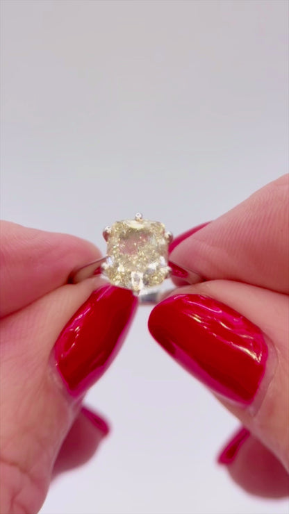 3 Carat Natural Yellow Diamond Solitaire - Platinum