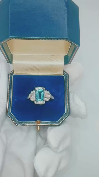 🌟 ART DECO HEAVEN: Aquamarine & Diamond Showstopper -£18k White Gold - WGI Certificate £7,200