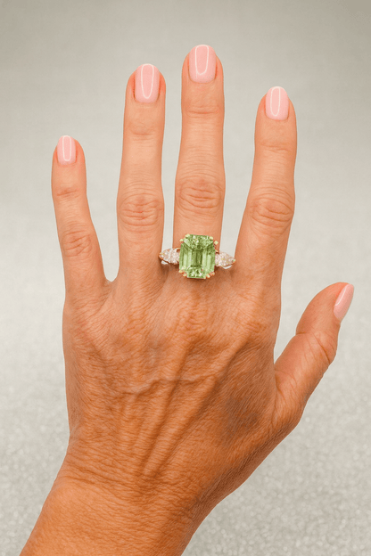 REDUCED - 4.06 Ct Natural Emerald and 1.30 Ct Natural Diamond Ring - 18K Yellow Gold, WGI Certificate £14,800 - Flamingo Gems