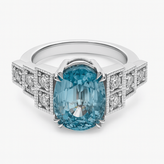 SUMMER SALE - 4.85 Ct Natural Ceylon Sapphire, 0.60 Ct Diamond Ring, Platinum - WGI Certificate £13,200 - Flamingo Gems