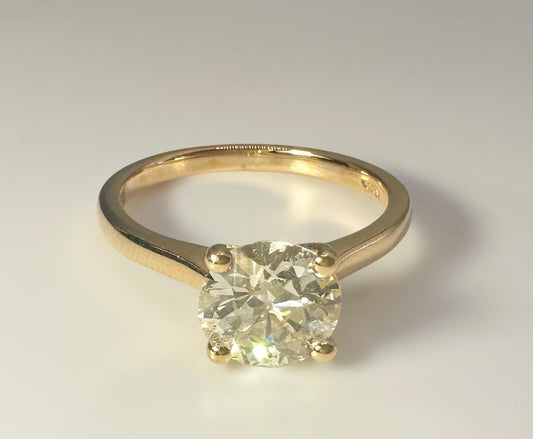 XMAS SALE - 1.58 Carat VSI Old European Cut Diamond Solitaire, 18K Yellow Gold - WGI Certificate £17,000 - Flamingo Gems